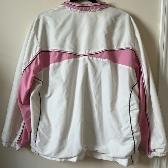 Vintage Y2K Pink White Colorblock Windbreaker Jacket Retro Sport Preppy zip up - Picture 2 of 6